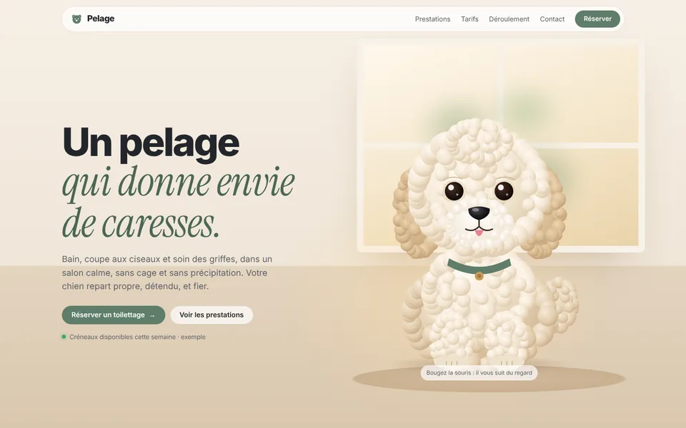 Aperçu de l’exemple : Salon de toilettage canin